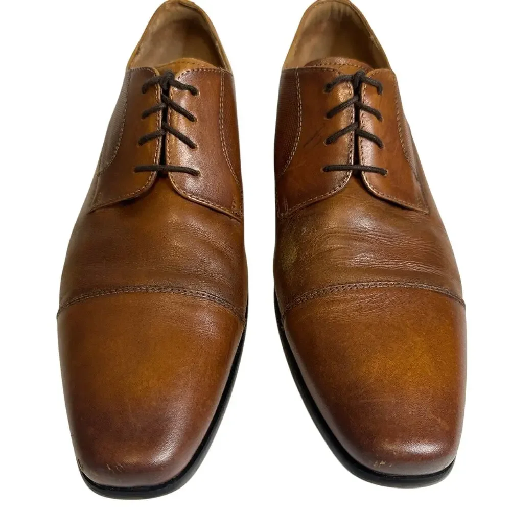 Florsheim Men’s Leather Cognac Brown Lace Up Cap Toe‎ Oxford Size 10D